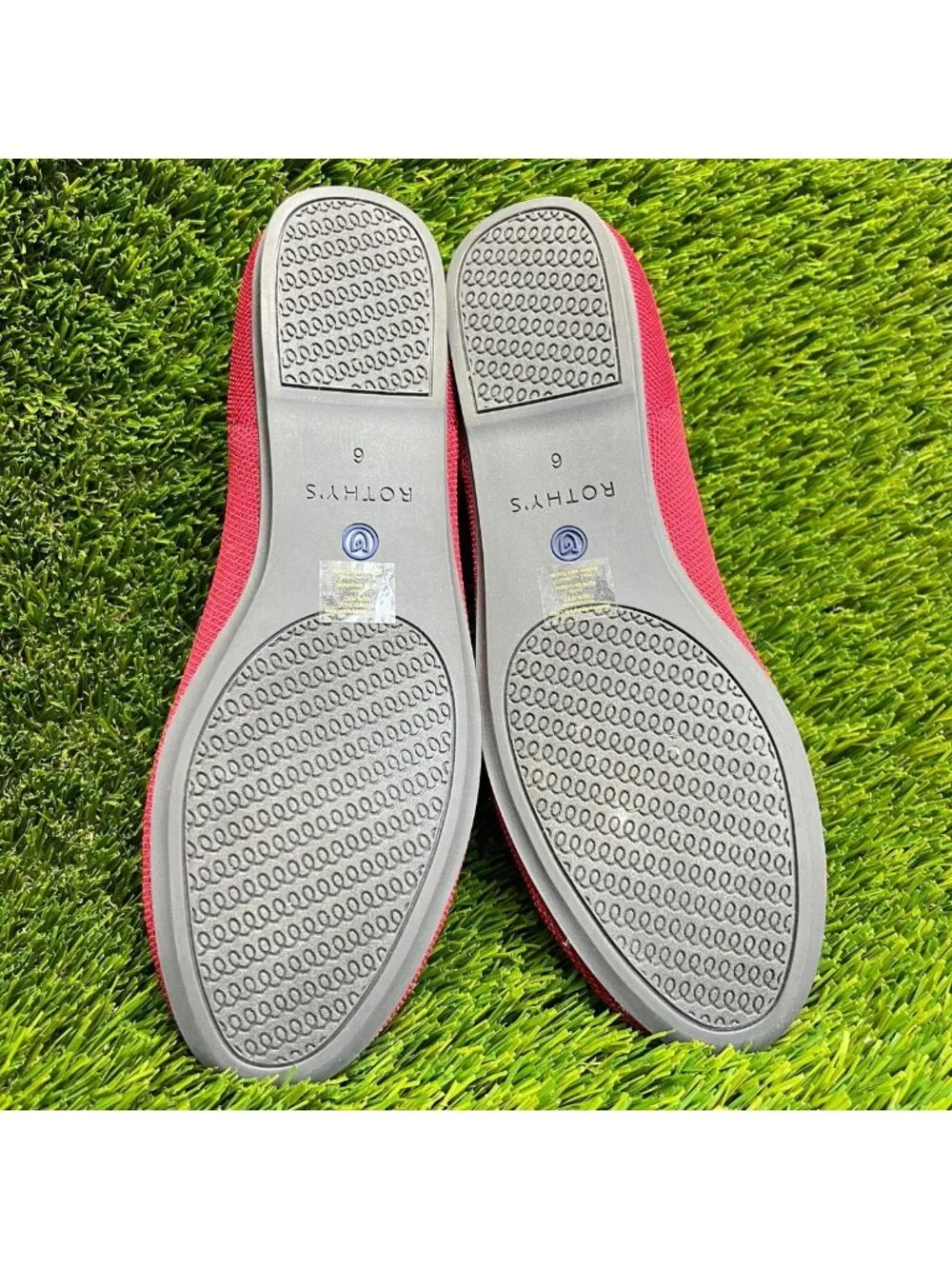 Rothy's The Flat Womens Size 6 Bright Red Casual Knit Slip-On Ballet Flats Shoes